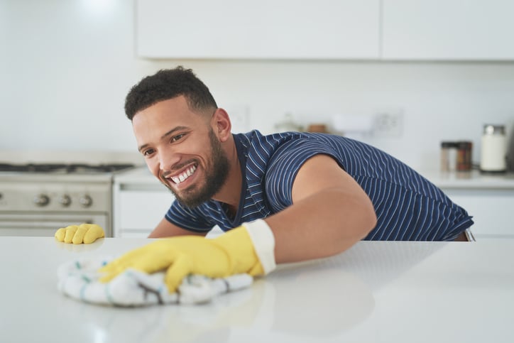 Disinfecting Table and Happy Because of it