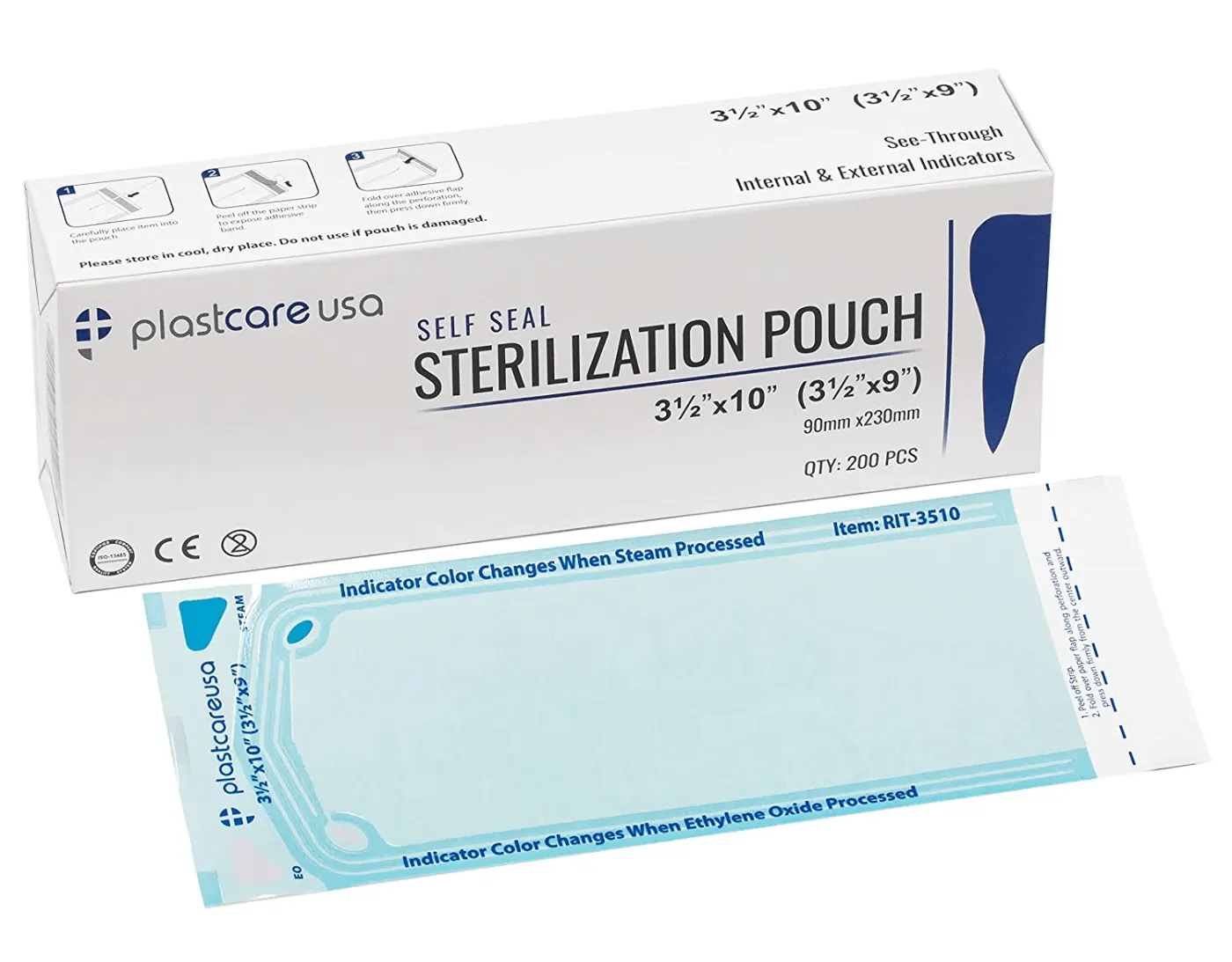Self-seal sterilization pouches, 3.5″×10″